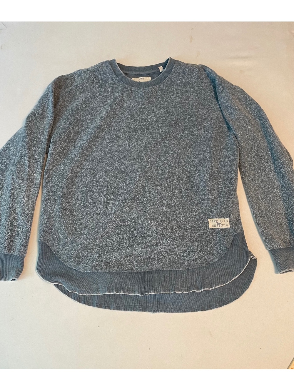 Southern Fried Cotton Large Blue Crewneck Sweatshirt